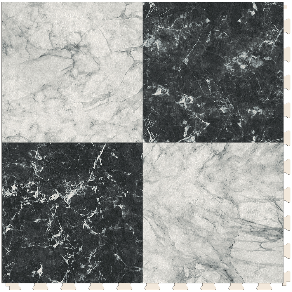 Closeout Marblepop Black & White Marble 4 Square Luxury Vinyl Tile
