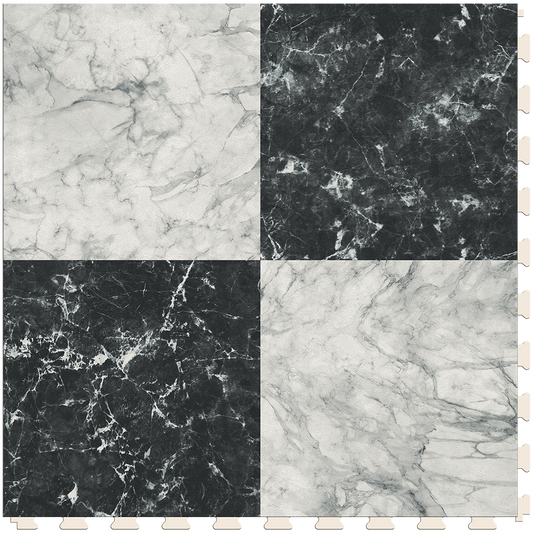 Closeout Marblepop Black & White Marble 4 Square Luxury Vinyl Tile